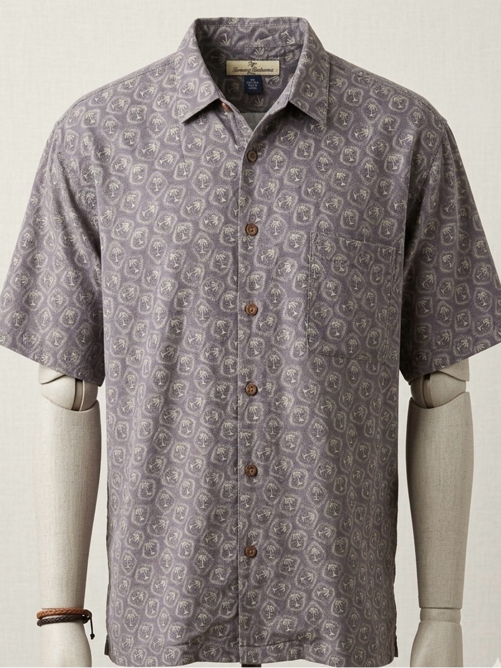 Tommy Bahama Men’s XXL 100% Silk Hawaiian Palm Tree Tropical Button Down